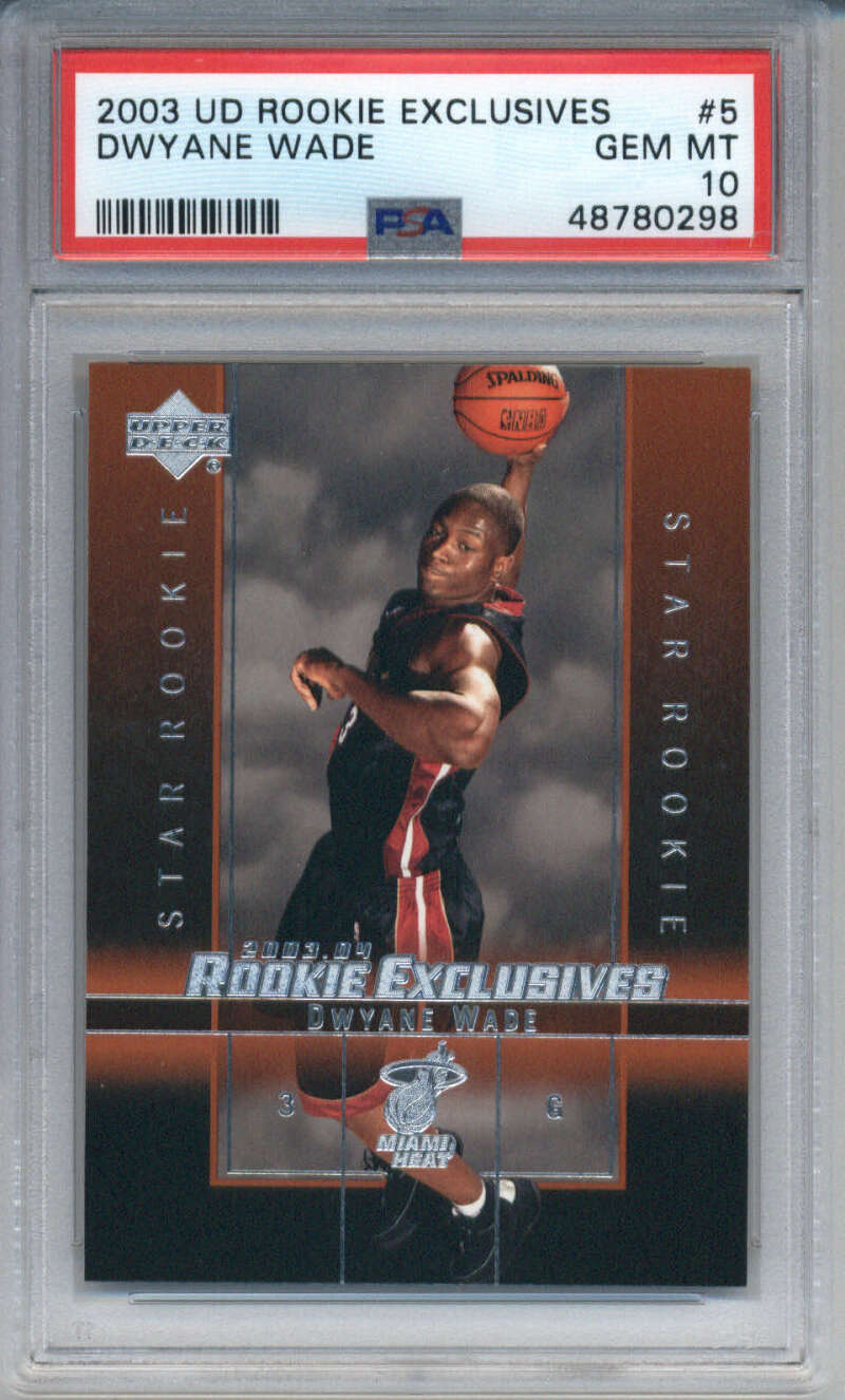 2003-04 Upper Deck Rookie Exclusives Dwyane Wade Rookie #5 Miami Heat PSA 10