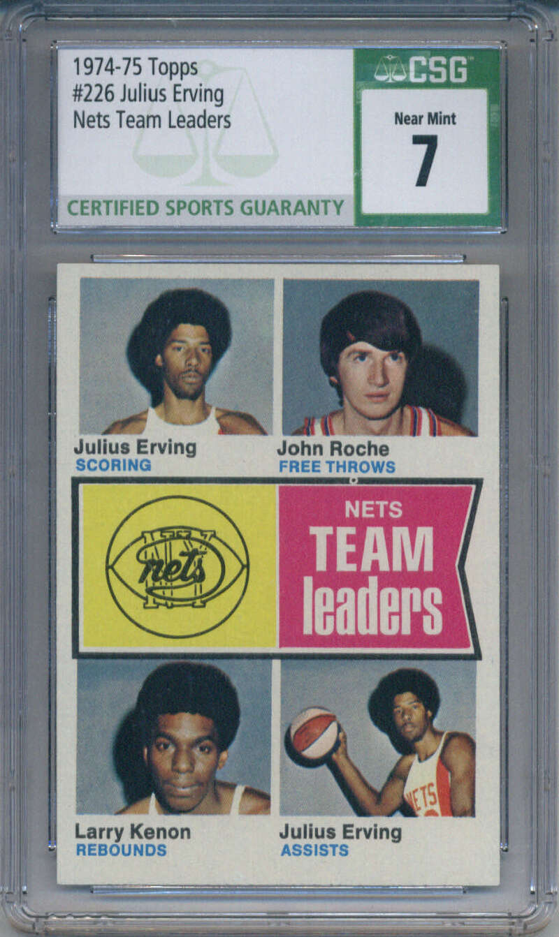 1974-75 Topps Nets Team Leaders #226 Julius Erving New York Nets CSG 7