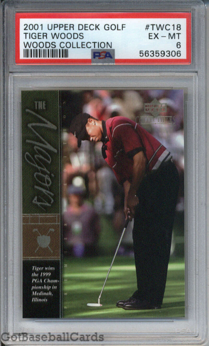 2001 Upper Deck Tiger Woods Rookie PGA Golf Collection #TWC18 PSA 6