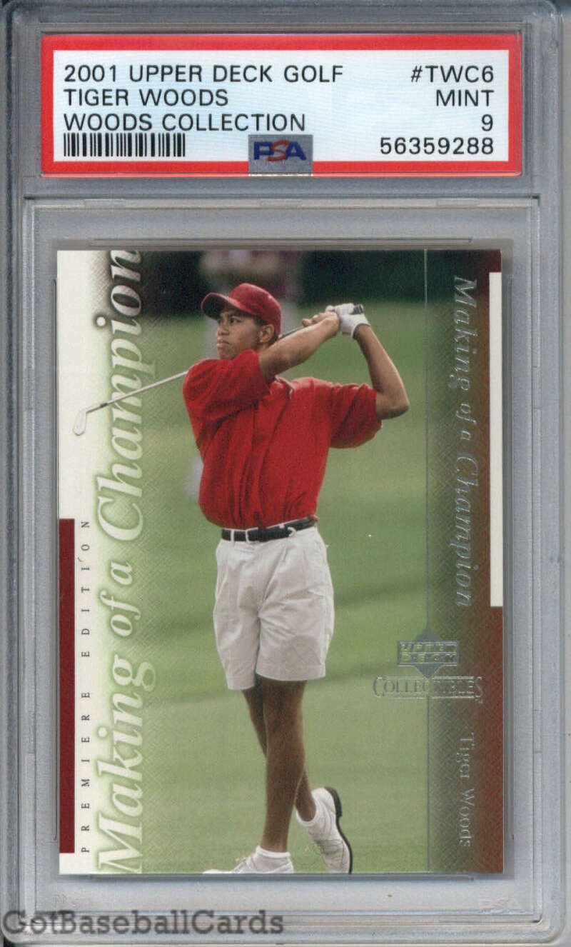 2001 Upper Deck Tiger Woods Rookie PGA Golf Collection #TWC6 PSA 9