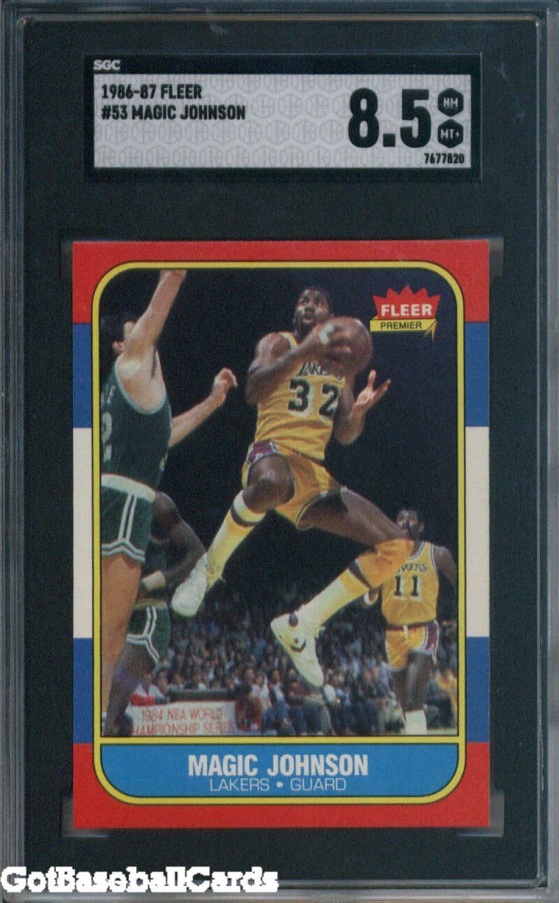 1986-87 Fleer #53 Magic Johnson Los Angeles Lakers SGC 8.5 NM - MT +