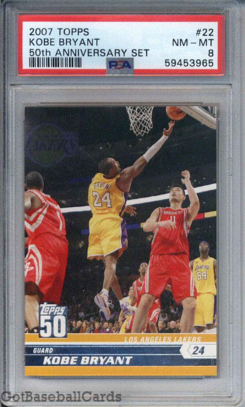 2007-08 Topps 50th Annniversary Set #22 Kobe Bryant LA Lakers PSA 8 NM - MT